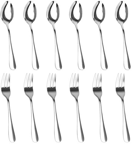 Teaspoons Set of 12, Latte Spoons 6 Pieces, Fork Set of 6, Small Dessert Coffee Spoon for Tea, Coffee, Cake, Dessert and Salad, Dishwasher Safe