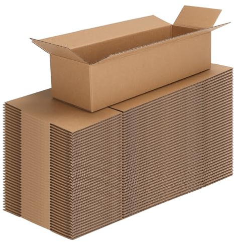 CRUGLA 40 Packs 12x4x3 Shipping Boxes for Small Business, Corrugated Cardboard Boxes Bulk for Shipping Packing Mailing