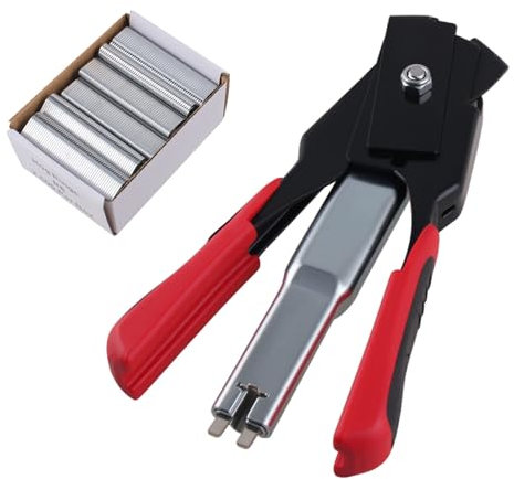 GIVIHGETI Hog Ring Zange Kit mit 2500 Stück Zaunzange Ringe C-Typ Clip Installationsausrüstung Werkzeug Zur Reparatur und Befestigung des Stacheldraht Zaun Haustierkäfig Maschendrahtzaun