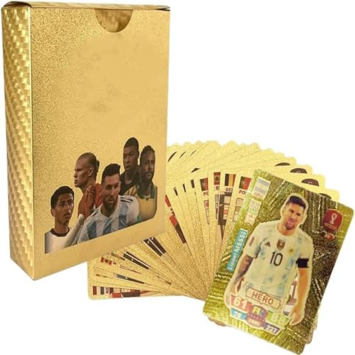 Umbrean Fußball Stars Kartenspiel, Gold-Edition, für Erwachsene, geeignet für Partys, Geburtstage, Hochzeiten-55 Stück
