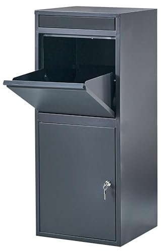 Extra Large Parcel Box Outdoor Parcel Delivery Box Parcel Drop Box Metal Post Box for Internet Deliveries,Wall Mountable Weatherproof Sturdy Mailbox Home Porch - Atahome Cappadocia (Anthracite)