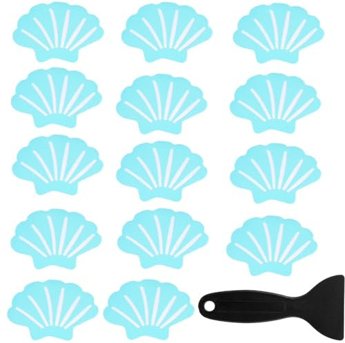 Luxiremi 20 Pcs Non Slip Bath Stickers, Clear, Premium PEVA Material, Shell Shape, Variety Pack, 20 Count, Indoor, Bath Safety Product, Stickers