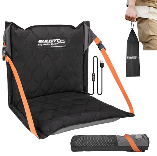 EULANT Cojín de Asiento Inflable con Respaldo, Impermeable Asiento de Estadio con Respaldo,Portátil Plegable Silla para Camping Playa Kayak Senderismo Eventos Deportivos Conciertos