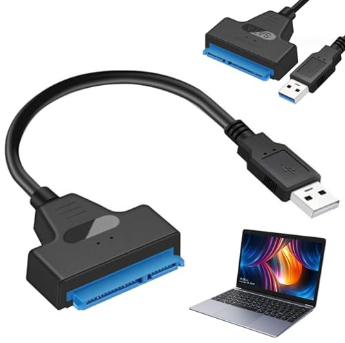Odoukey 9,06 tums SATA till USB-kabel 6 Gbps 22-polig USB 2.0-adapter för 2,5 tums extern SSD HDD hårddisk till bärbar dator dator med LED