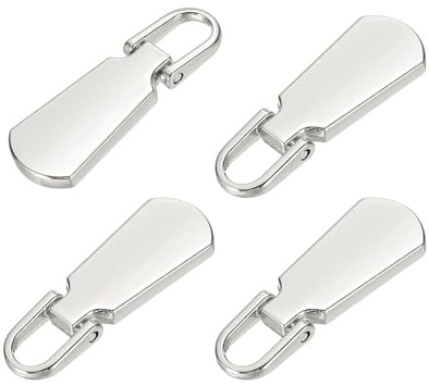 QUARKZMAN 4 Pièces De Tirette De Fermeture Éclair, 1.42 Pouces Alliage De Zinc Remplacement Tirette Fermeture Éclair Pour Valises Vêtements Vestes Sacs À Dos Bottes, Couleur Acier Inoxydable