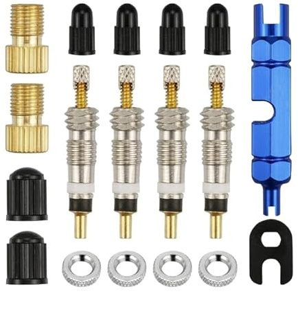 18 Pièces Kit Outil Noyau De Valve – Ensemble De Montage avec Clé De Valve, Bouchons Et Adaptateurs pour Vélo, VTT, Vélo Électrique, Trottinette, Installation Rapide Et Précise des Valves