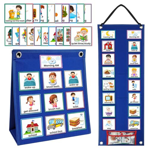 Bdfgh Visual Timetable, Weekly Behaviour Charts for Autism Planner Chart Visual Now and Next Board Learning Aid Tool 74 Pieces Schedule Cards to Support Communication, Routine Transition Home