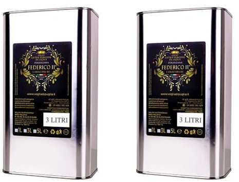 Voglia Di Puglia Olio Extra Vergine D'oliva Monocultivar Peranzana 2 Latte da 3 Litri