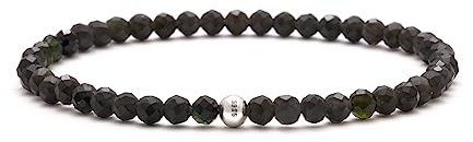 BERGERLIN Obsidian Armband echt mit 925 Sterling Silberperle - facettierte Perlen - Größe S