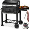 tectake® Barbecue Grill XL BBQ à Charbon Multifonction BBQ charbon avec Couvercle, Poignée en Acier Inox, Roues et Thermomètre intégré, Tablette, Grille de Rangement pour Cuisine exterieure Barbecue