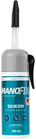 Manofix Fugenchef Silikon für Küche, Bad & Co. im Spender, 150ml, transparent