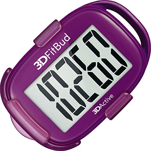 3DFitBud Simple Step Counter Walking 3D Pedometer with Clip & Lanyard - A420S - Plum