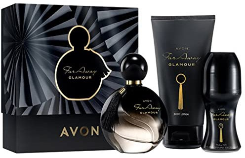 Avon Set Far Away Glamour Eau de Parfum 50ml + Bodylotion 150ml + Deoroller 50ml in der Geschenkbox für Damen