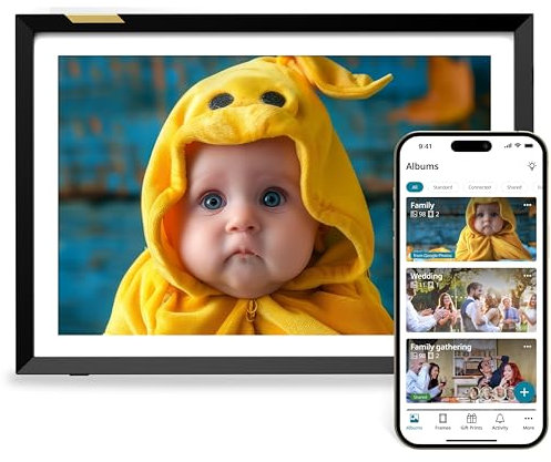 Nixplay Digital Touch Screen Picture Frame - 10.1” Photo Frame, Connecting Families & Friends (Black/White Matte)