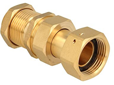 JS Wasserzähler-Verschraubung mit Schiebestück - 1 Zoll ÜWM x 1 Zoll AG, Messing blank - JS22052500202