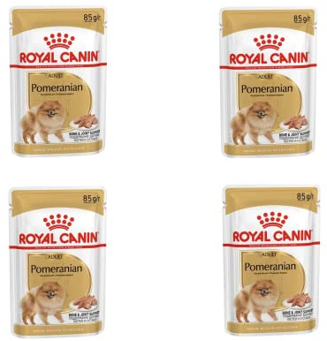 Royal Canin Pomeranian Adult | 4er Pack | 4 x 12 x 85 g | Alleinfuttermittel für Hunde | Für ausgewachsene und ältere Zwergspitze | Ab dem 8. Monat | Angepassten Mineralstoffgehalt