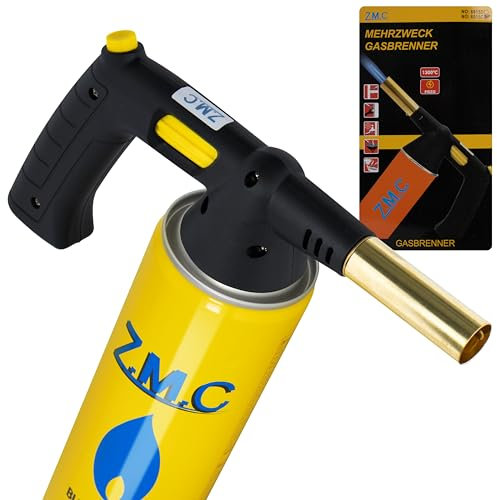 Z.M.C Brûleur à gaz 1,5 kW, brûleur jusqu'à 1350 °C, chalumeau Bunsen, brûleur à crème brûlée, brûleur de cuisine avec flamme réglable, embout brûleur