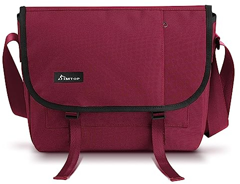 SIMTOP Funda para Tablet Bolso Bandolera Para Hombre,Bolso de Estudiante Con Correa Acolchada Para el Hombro,Para el Trabajo, la Escuela Rojo