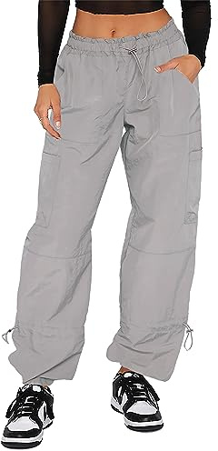 DISCIPBUSH Pantalones cargo holgados para mujer, pantalones de paracaídas para mujer, pantalones rave Y2K, trajes de festival para mujer