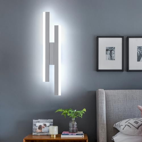 Riserva Applique da Parete LED, 16W 1800LM Lampada da Parete Interno Moderno, Lampada a Muro in Acrilico per Camera da letto, Soggiorno, Scale, Corridoio, 6500K Luce Bianca Fredda (Bianco)