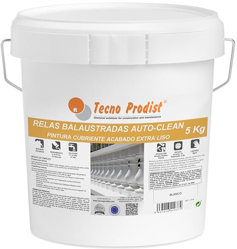 Tecno Prodist RELAS BALAUSTRADAS AUTOCLEAN (5 Kg) Pintura balustradas y celosías, al agua, color blanco, larga durabilidad, transpirable - Autolimpiable con la lluvia - Interior y exterior