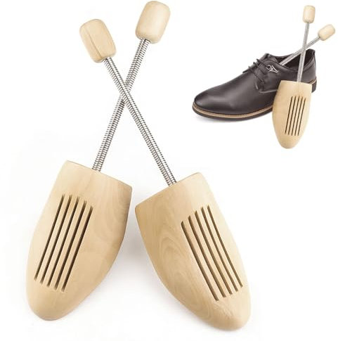ZMDMAH Tendiscarpe in Legno 1 Paio Forma Scarpe Shield Scarpe con Molla a Spirale Tendi Scarpe Tendiscarpe Uomo Allargascarpe Shoe Tree Allarga Scarpe per Stivali o Scarpe da Ginnastica (Taglia 42-46)
