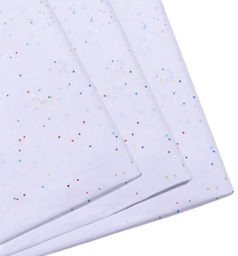 Jwssor White Sparkly Glitter Tissue Paper - 20 Sheets for Christmas Hamper Gift Bags and Wrapping