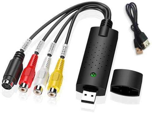 Tarjeta de captura de video USB, VHS a convertidor digital, convierte viejos VHS VCR Mini DV Hi8 DVD a digital para MAC/PC, convertidor de video RCA a USB, reproductor de cinta de TV, videocámara