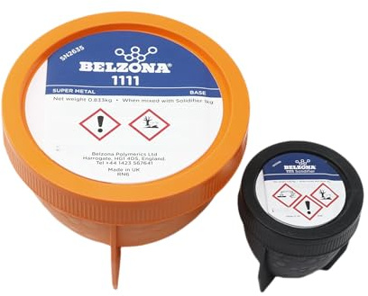 Belzona 1111 Super Metal 1KG Kit Epoxy Resin Repair Composite Two Components Parts Base + Solidifier Metal Repair Resurfacing Pail Solvent Free for Silicon Steel Alloy