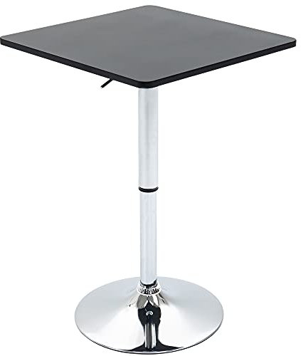 HOMCOM Bartisch Höhenverstellbar Stehtisch mit Drehbar Tischplatte, rutschfest Küchentisch für Wohnzimmer, Esszimmer, Schwarz, 60 x 60 x 69-93 cm