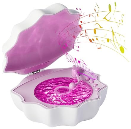 ASHATA Shell Bluetooth Speaker, Retro Inspired Bluetooth Speaker, 3 in 1 360 Degree Projection White Noise Portable Speaker with Colorful Night Light for Home Bedroom Party (Purple)