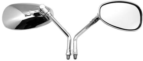 Motorcykel Backspegel Universal Motorcycle Motocross Scooter E-cykel Racing Motorcykel Sidspegel 10mm Krom Modifierad Silver Bakspeglar Styrspegel