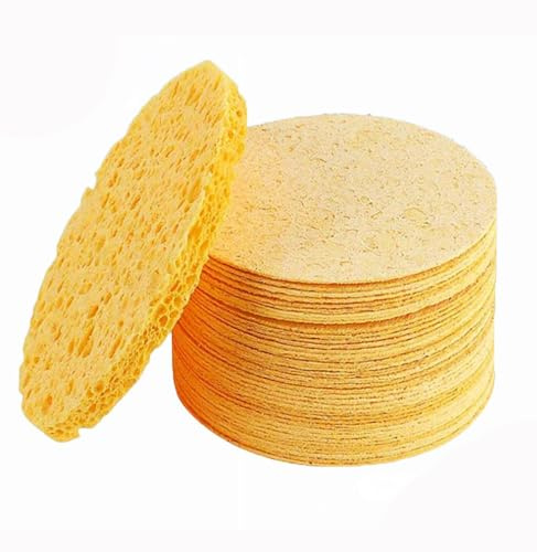 Esponjas Faciales Comprimidas,10 Esponjas Faciales de Celulosa Natural,Esponjas Desmaquillantes Reutilizables para Limpieza Facial