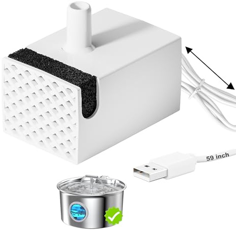 UMOCUOY Pompa per fontana d'acqua per gatto: pompa per fontana d'acqua per gatti in acciaio inox S17 - pompa per fontana ultra silenziosa