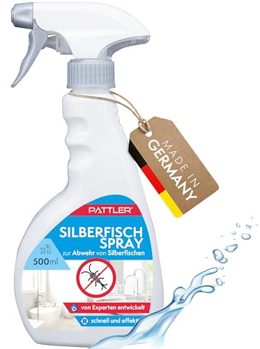 PATTLER® Silberfisch Spray - 500ml. Silberfische Bekämpfen und papierfische bekämpfen Insektizidfrei. Starkes Mittel Gegen Silberfische für Haushalte mit Kindern & Haustieren nach PT19 Klassifizierung