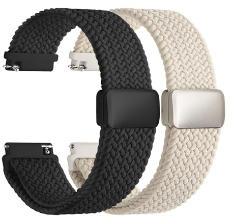Fullmosa Nylon Uhrenarmband 20mm kompatibel mit Garmin Vivoactive 6/5/3/Venu 2 Plus/Venu Sq/Samsung Galaxy Watch 7/6/5/4 40mm 44mm- 2er Set Geflochtenes Wechsel Armband für Damen & Herren