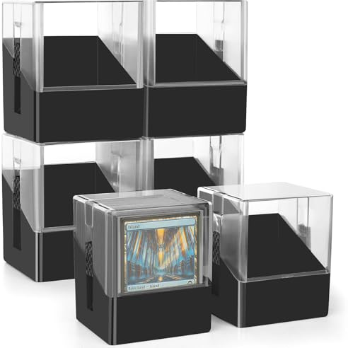 Minahao 6 Pack Card Deck Boxes for Magic The Gathering Commander Deck Or 1200+ MTG/TCG/OCG Sleeveless Cards. - Trading Card Organizer Box holds 600+ Single-Sleeved Card.(Black, 6 Pack)