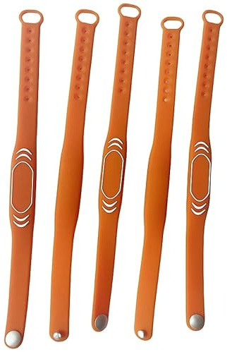 JW - 10 pulseras de silicona ajustables con chip M1 RFID 1K conectadas a 13.56 MHz, pulsera de control de acceso impermeable, protocolo ISO14443A (naranja)