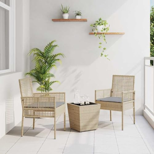 Generico Set Bistro da Giardino 3 PCS Beige Poly Rattan,Beige,17.08kg,3334958