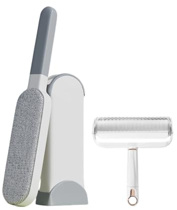 GreatRise Lot de 2 brosses à peluches réutilisables - Brosse à peluches double face - Brosse à vêtements - Épilateur portable pour enlever les poils d'animaux des meubles et vêtements - Gris
