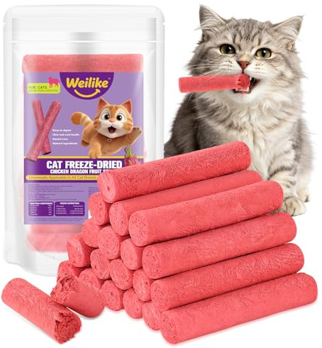 50g Palitos de Mastique para Gatos de Pollo y Fruta del Dragón,Palito Rico en Nutrientes para Gatos Saludables,Natural,Sin Granos,Sabor Irresistible, Entrenamiento y Recompensa (100g)