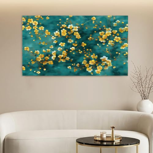 Générique Canvastryck väggdekoration målning 140 x 70 cm traditionell kinesisk - dekorativa väggmålningar sovrum målning vardagsrum, blommor plommonträd bladverk, grön