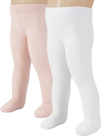 CALZITALY 2 Paia Collant Neonata in Microfibra, Calzamaglia Bébé, Bianco, Rosa, Panna, Blu, 40 DEN, Made in Italy (1 Paio Rosa + 1 Paio Bianco, 18 mesi)