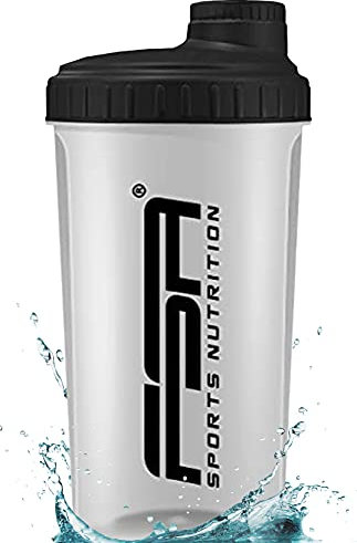 Protein Shaker 700 ml mit Messskala und Drehverschluss, für Diät- und Protein-Shakes, BPA frei von FSA Nutrition - Transparent