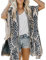 Damen Kimono Cardigan Strand Sommer, Loose Lange Boho Bikini Cover Up, Oversized Mode Leichte Frauen Beachwear Bedecken, Strandkleider, Weiß Blau Printed