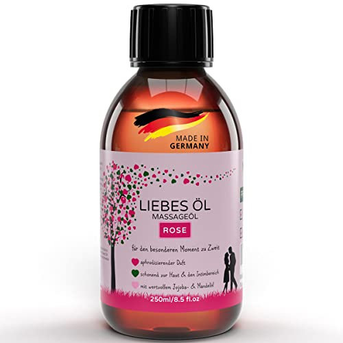MakeLove Massageöl - Sinnliches Liebesöl für Partnermassagen - Pflegeöl für Ganzkörper-Massagen - wärmendes Körperöl - Gleitöl - 250ml Rose