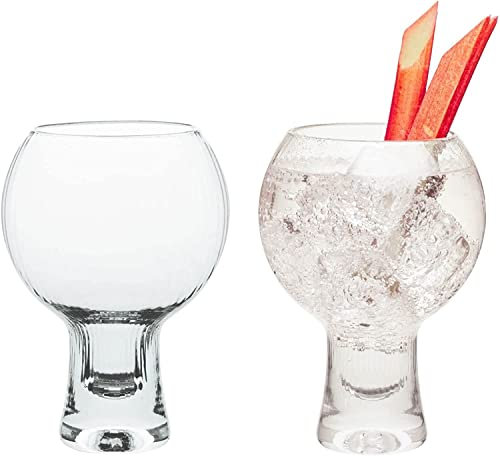 Wrenbury Large Gin Goblets Set of 2 - Gin and Tonic Glasses with Thick Coloured Stems 540ml - Cocktail Glass Gifts for Women - Balloon Shape - Sapphire Blue