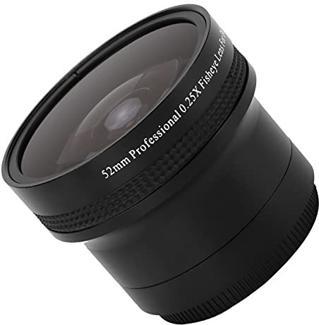 Goshyda Lente Ojo de Pez, Portátil 52MM 0.25x Cámara Super Macro Lente Ojo de Pez Lente de Rosca, para Canon para Cámara Nikon DSLR SLR