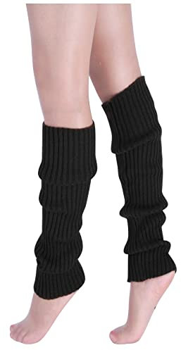Suxgumoe Stulpen Damen Lange Winter Beinwärmer, Winter Stricken Legwarmers Mädchen Stiefel Boot Abdeckung Alpaka Socken für Herbst und Winter (schwarz)