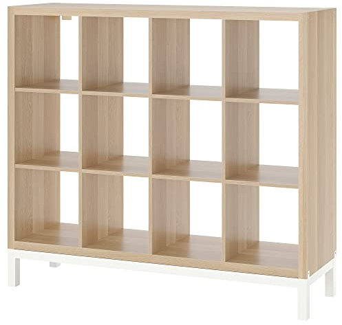 Ikea KALLAX Regal mit Untergestell, 147x129 cm, Eiche weiß gebeizt/weiß